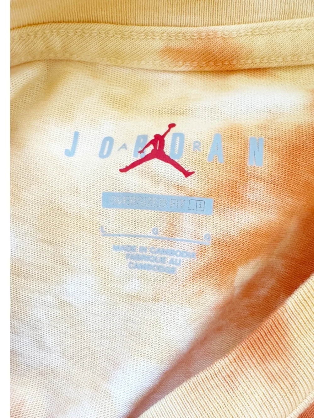 NWT Jordan Tie-Dye Short Sleeve Tee in Orange and Cream size L